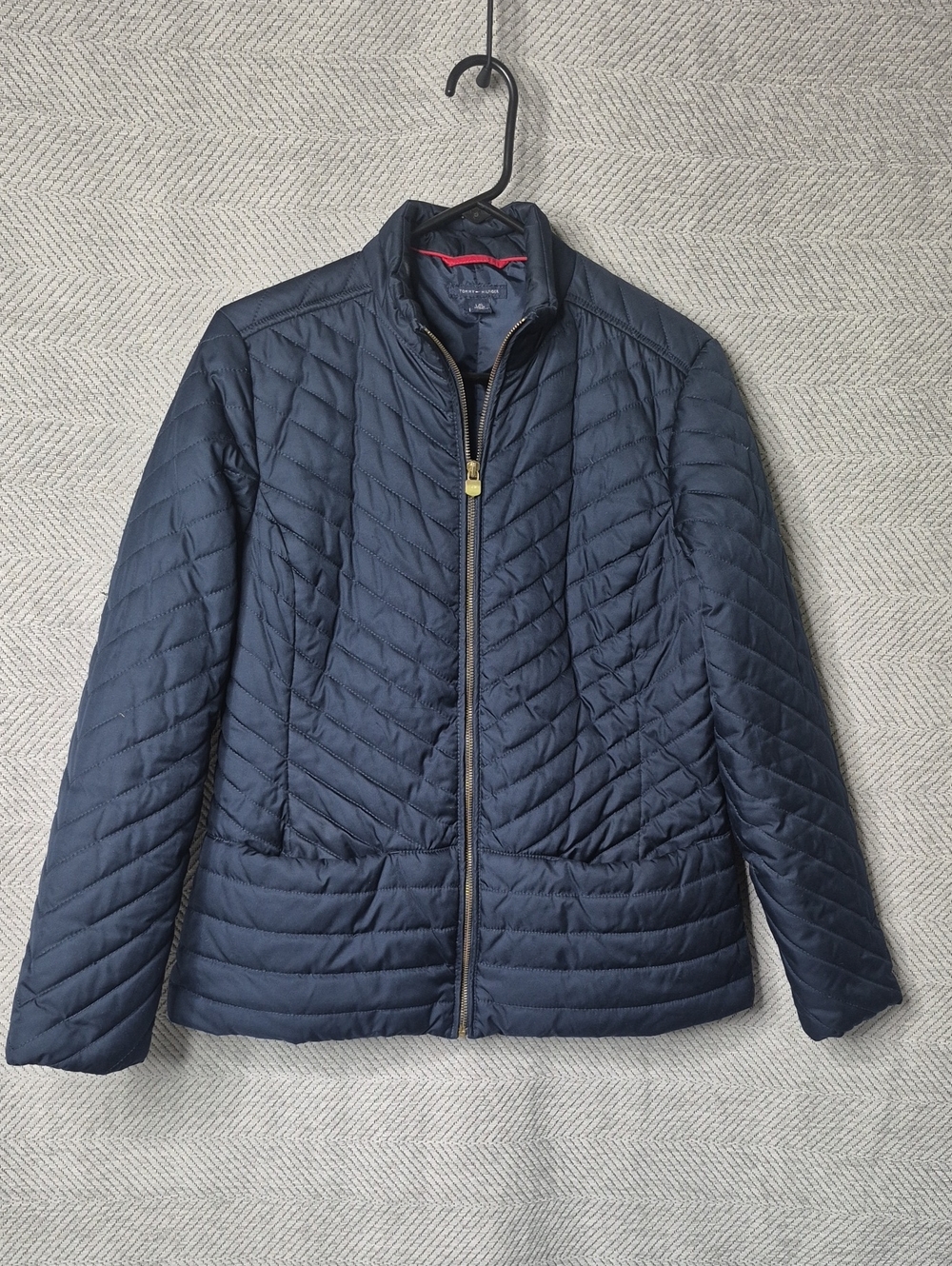 EUC Tommy Hilfiger Quilted Puffer Warm Winter Jacket Navy Women's Sz L